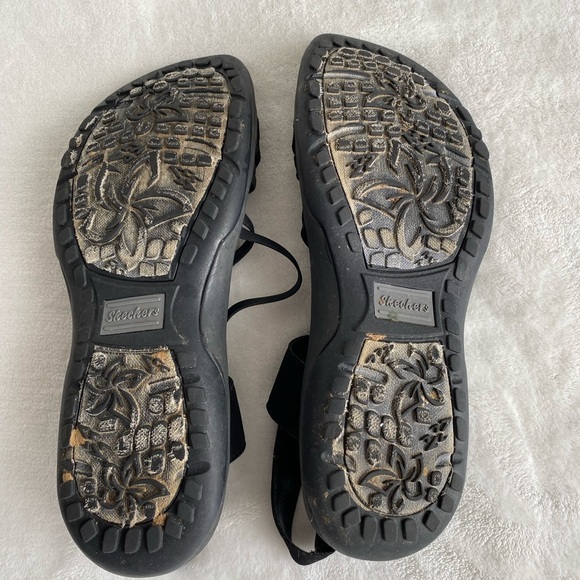 Skechers Womens Reggae Slim Takes Two Black Sandals 10 Memory Foam Stretch Gorpe - Picture 8 of 9